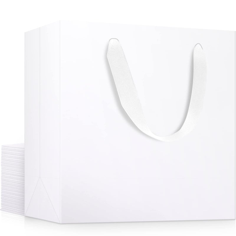 EUSOAR White Gift Bags 20pcs 125 x 45 x 11 Gift Wrap Bags Paper Business Bags Bluk Party Favors Bags Handle Bags Wedding Bags Paper Lunch Bags