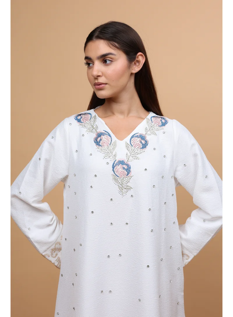 IKKXA Floral Crystal Pieces Classic Jalabiya