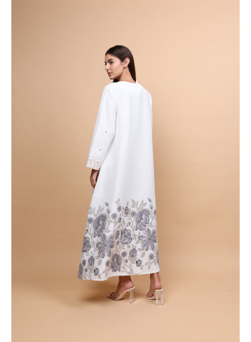 IKKXA Floral Crystal Pieces Classic Jalabiya - Image 4