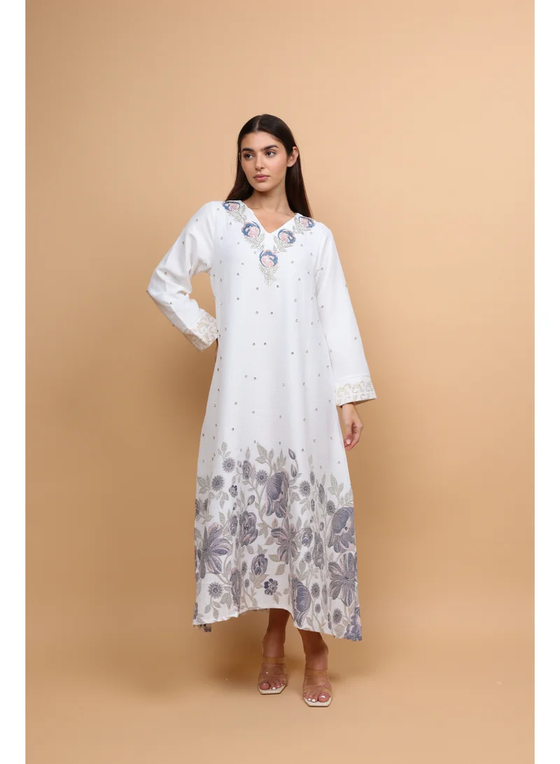 IKKXA  Floral Crystal Pieces Classic Jalabiya for Women | Best Price UAE