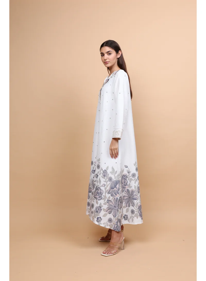 IKKXA  Floral Crystal Pieces Classic Jalabiya for Women | Best Price UAE