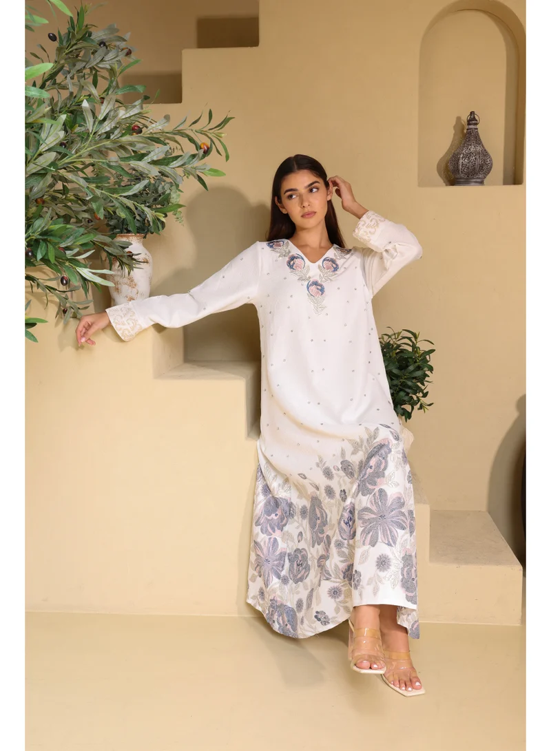 IKKXA Floral Crystal Pieces Classic Jalabiya