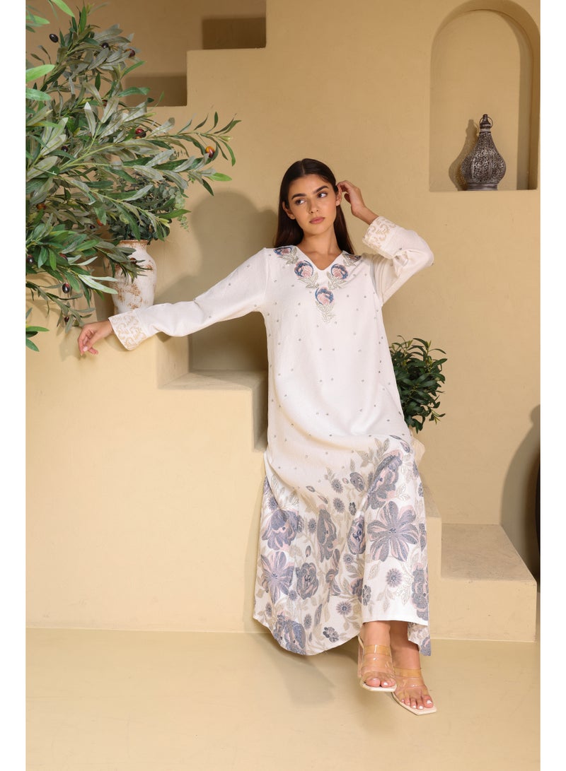 IKKXA Floral Crystal Pieces Classic Jalabiya - Image 1