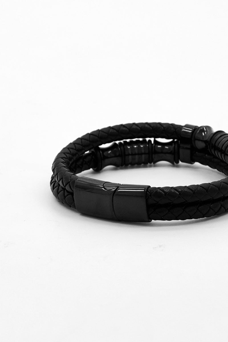 Steeltime Men Braided Layered And Black Ip Bracelet, Black - Image 3