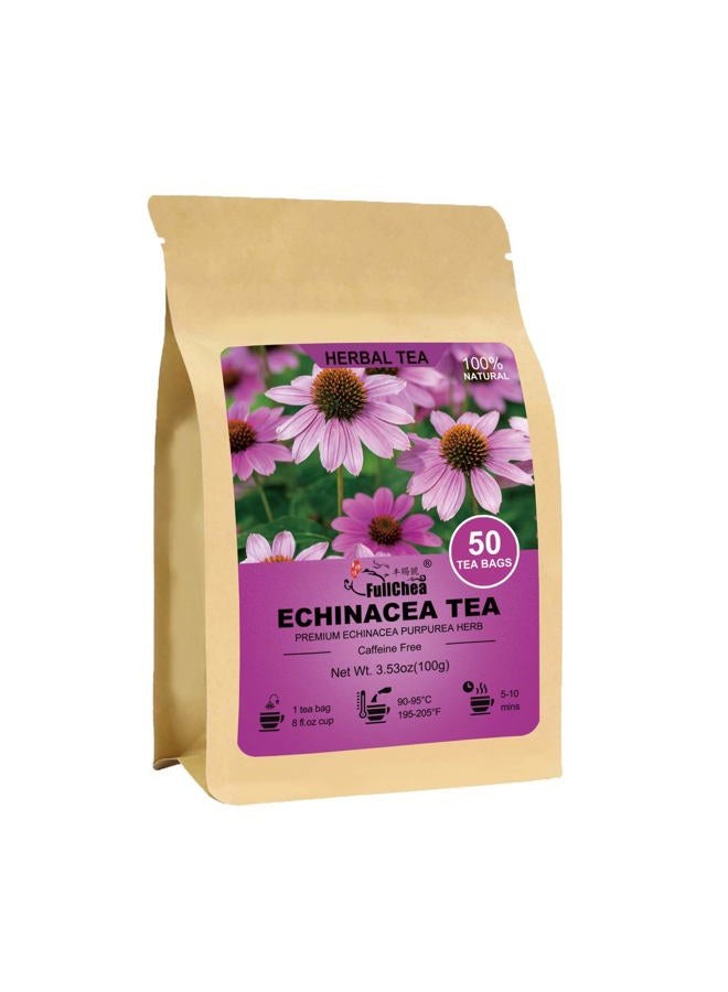 FullChea Echinacea Tea Bags, 50 Count, 2g/bag - Premium Echinacea Purpurea Herb - Non-GMO - Caffeine-free - Aid Digestion & Boost Immunity - Image 1