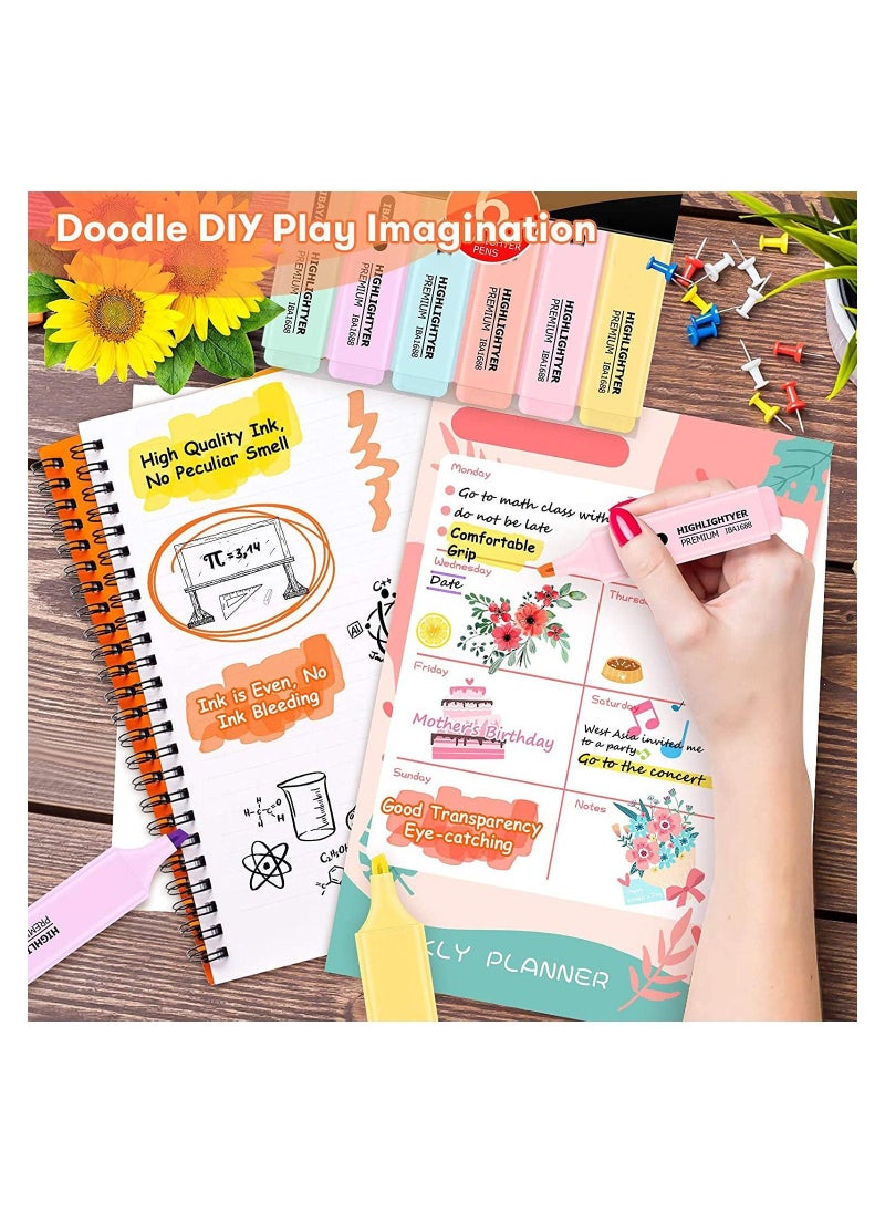 SYOSI Highlighters, 6Colors Pastel Colors Highlighter Set, Assorted Colors Highlighters Pens, Chisel Tip Marker Pens for Adults Kids Students Journaling Highlighting Planner Notes, Office School Supplies  - Image 4