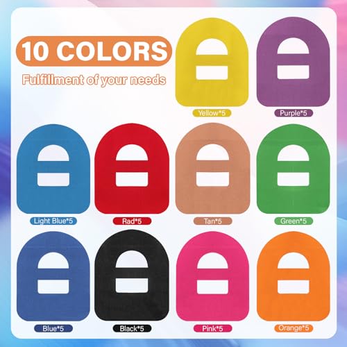 EPDPLAY 50 PCSOmnipod 5 Adhesive Patch PreCut Waterproof Adhesive Overpatches with Strap Split Backing Sweatproof Tape Long Fixation for Your Glucose Monitor Sensor Colorful - Image 5
