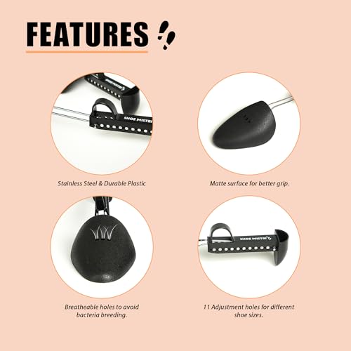 Shoe mistri Premium Adjustable Shoe Trees for Men, Leather Shoes Shaper, Stretcher Shaper, Adjustable Plastic Trees for All Shoes, Shape and Crease Prevention - Image 4