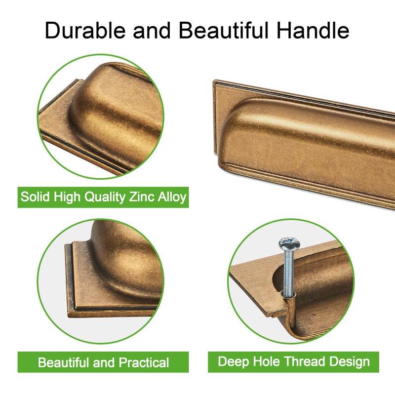 SAILING 10 Pack Cabinet Cup Handle- 5"/128mm Antique Brass Cabinet Cup Pulls Cabinet Handles Kitchen Hardware Bathroom Living Room Drawer pulls - Image 3