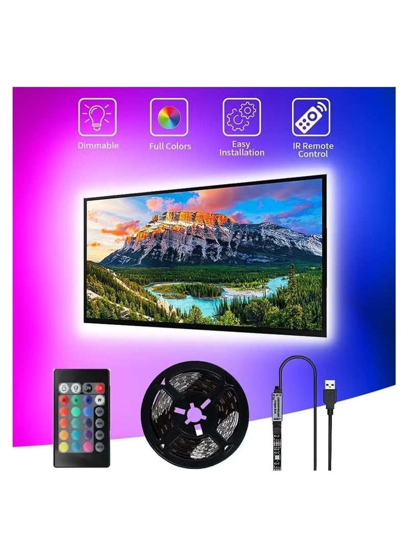 شريط إضاءة LED للتلفزيون يعمل بمنفذ USB، مرن ومتعدد الألوان (RGB) مع جهاز تحكم عن بُعد، مناسب لديكور المنزل والمطبخ والبار والحفلات. - Image 2