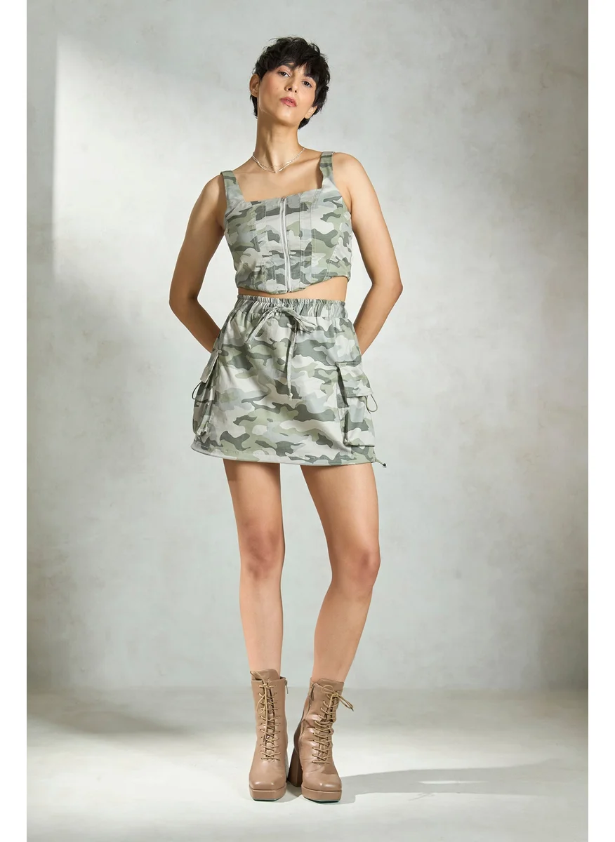 Virgio Virgio Women Pure Cotton Printed Balloon Mini Skirt