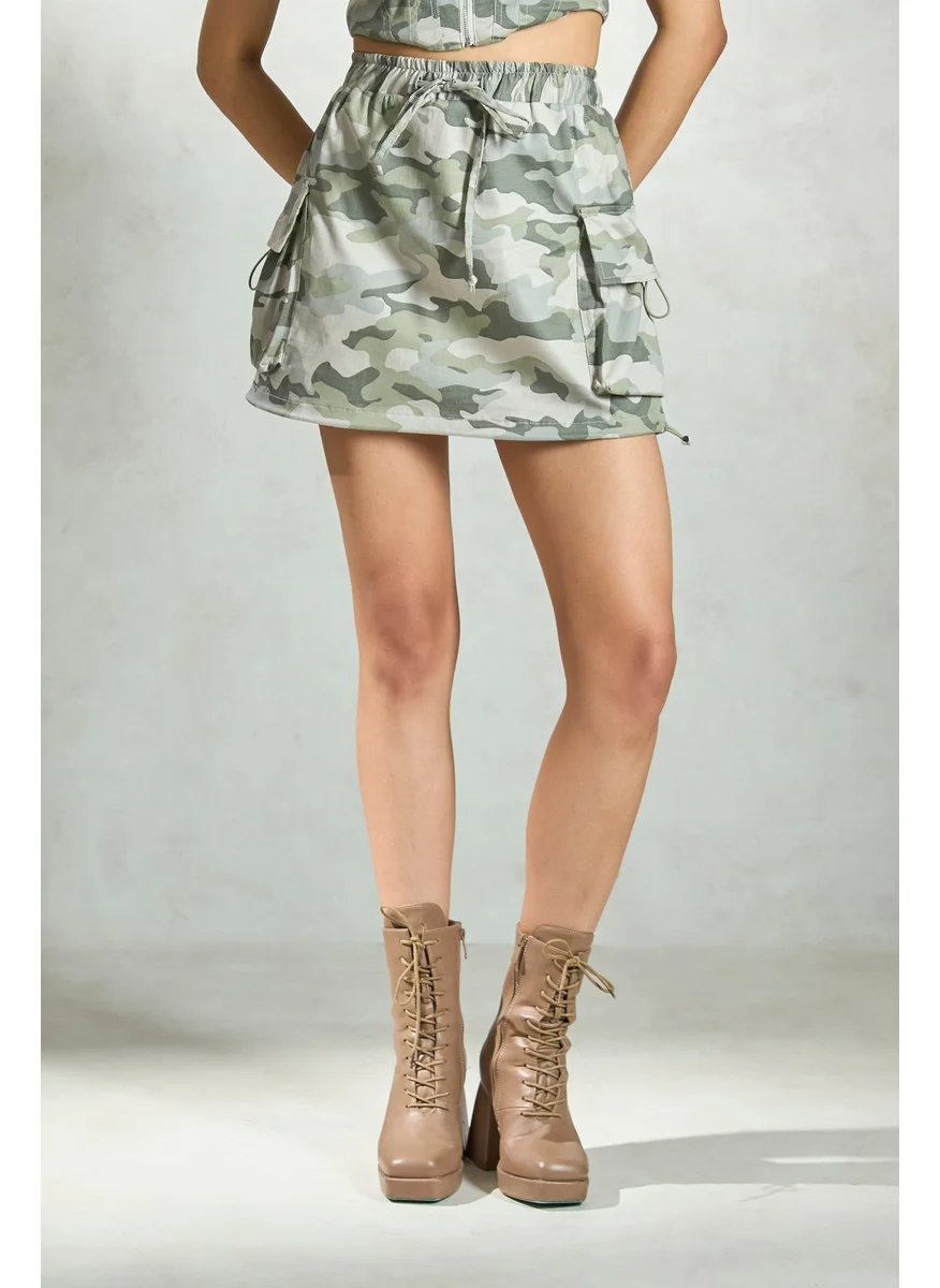 Virgio Virgio Women Pure Cotton Printed Balloon Mini Skirt