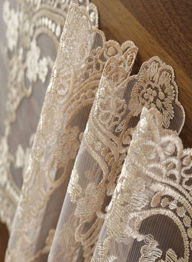 ARTABLE Lace Table Runner Dresser Scarf Macrame Embroidered Table Runners with Exquisite Flower Vintage Shabby Chic for Wedding Holiday Dinning (Champagne, 10 x 47 Inch) - Image 5