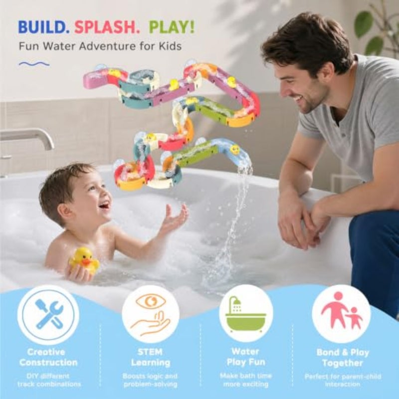 DIY Bath Toys 48 pcs Water Balls Tracks for 3-8 Years Toddler Bath Toys Wall Sution Slide Bathtub Toy Pool Bathroom Shower DIY Take Apart Set Birthday Gift for A - Image 3