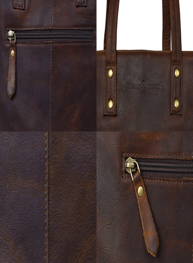 ANTONIO VALERIA Ava, Brown Premium Leather Tote/Top handle Shoulder Bag for Women, Medium - Image 5