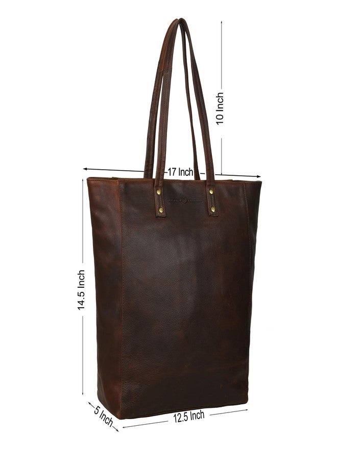 ANTONIO VALERIA Ava, Brown Premium Leather Tote/Top handle Shoulder Bag for Women, Medium - Image 2