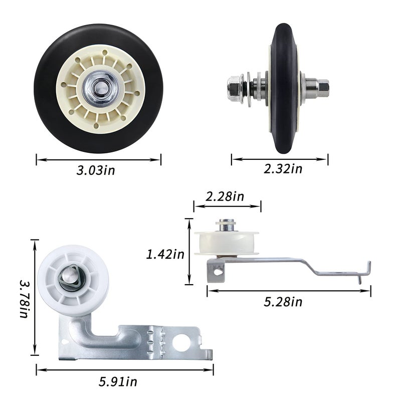 Azdele Upgraded Dryer Repair Kit Dryer Roller Kit for LG Kenmore Dryers Includes 4581EL2002C Dryer Drum Roller Assembly 4400EL2001A Dryer Belt and 4561EL3002A Dryer Idler Pulley, Pictures 6, 7 are Fit Models - Image 2