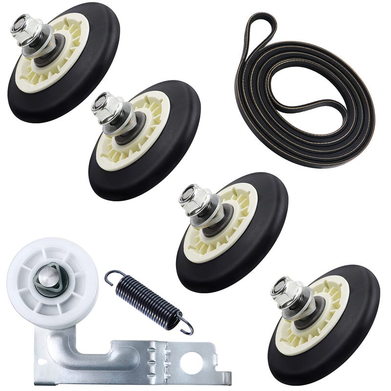 Azdele Upgraded Dryer Repair Kit Dryer Roller Kit for LG Kenmore Dryers Includes 4581EL2002C Dryer Drum Roller Assembly 4400EL2001A Dryer Belt and 4561EL3002A Dryer Idler Pulley, Pictures 6, 7 are Fit Models - Image 1