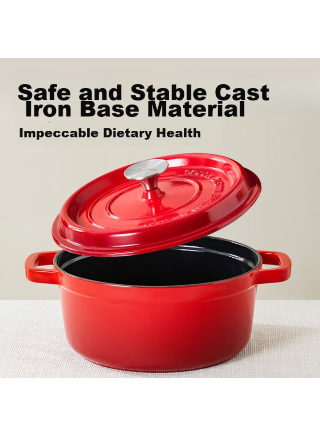 COOKER KING Chuidahuang Enamel Cast Iron Pot, Household Stew Pot, Casserole, Soup Pot, Braising Pot, Suitable For Induction And Gas Stoves, 24cm - Image 5