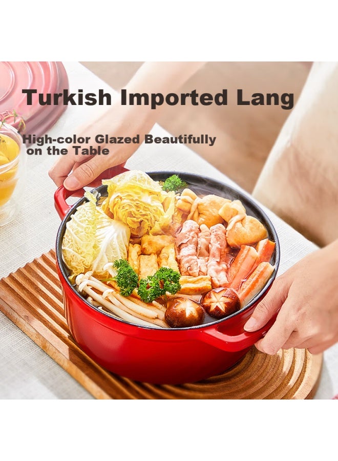 COOKER KING Chuidahuang Enamel Cast Iron Pot, Household Stew Pot, Casserole, Soup Pot, Braising Pot, Suitable For Induction And Gas Stoves, 24cm - Image 2
