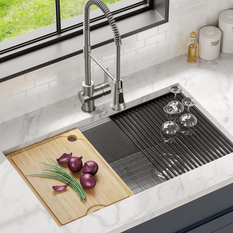 Kraus Kore Solid Bamboo Cutting Board for Workstation Kitchen Sink (16 3/4 in. x 12 in.), KCB-WS103BB - Image 2