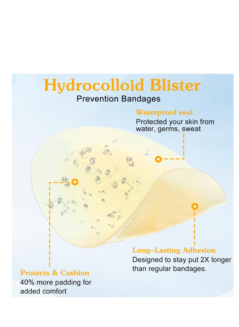 QZ 36 Pcs Hydrocolloid Blister Bandages, Gel Blister Pads Cushions Butterfly Shaped Long Strip Oval Water Resistant Hydrocolloid Bandages for Heel Toe Foot Prevention Recovery - Image 2