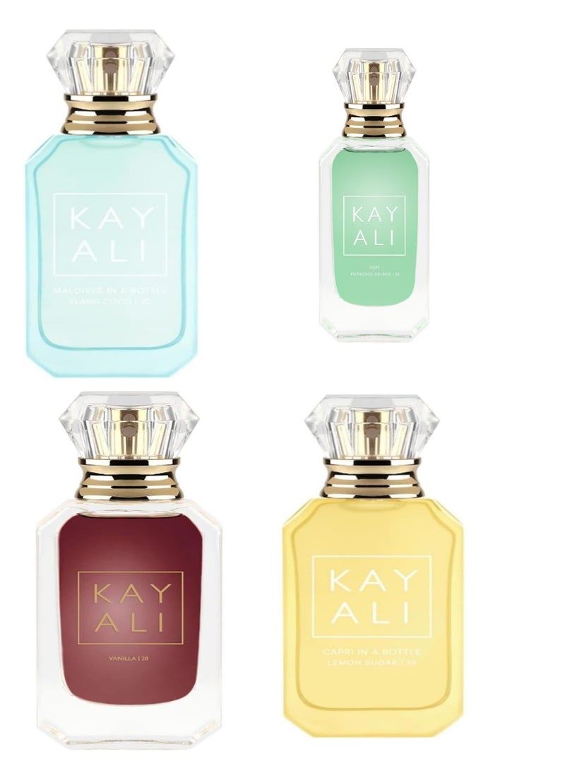 KAYALI Vanilla | 28 Yum Pistachio Gelato 33 | Maldives In A Bottle Ylang Coco | 20 Capri in a Bottle Lemon Sugar | 14 30ml*4 - Image 1