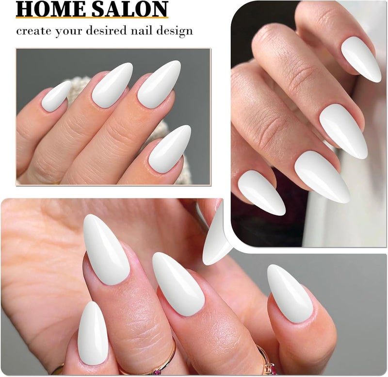 Feelhigh Fake Nails Press on Nails Nails Tips for Full Cover Acrylic Nails False Nails For Nail Extension Nail Art Home DIY Nail Salon10 Sizes For Man Women Almond 600pcs White - Image 4