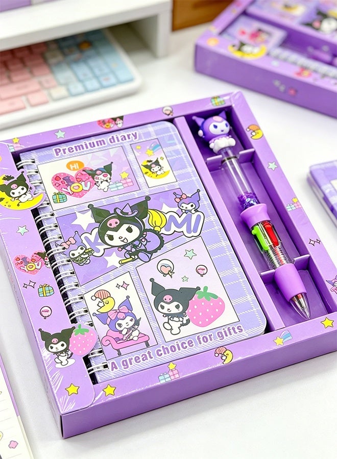 Sanrio Kuromi Kawaii Cartoon Notebook with Pen, Cute Stationery Diary Set for Kids Girls Students School Supplies Birthday Gift - Image 3