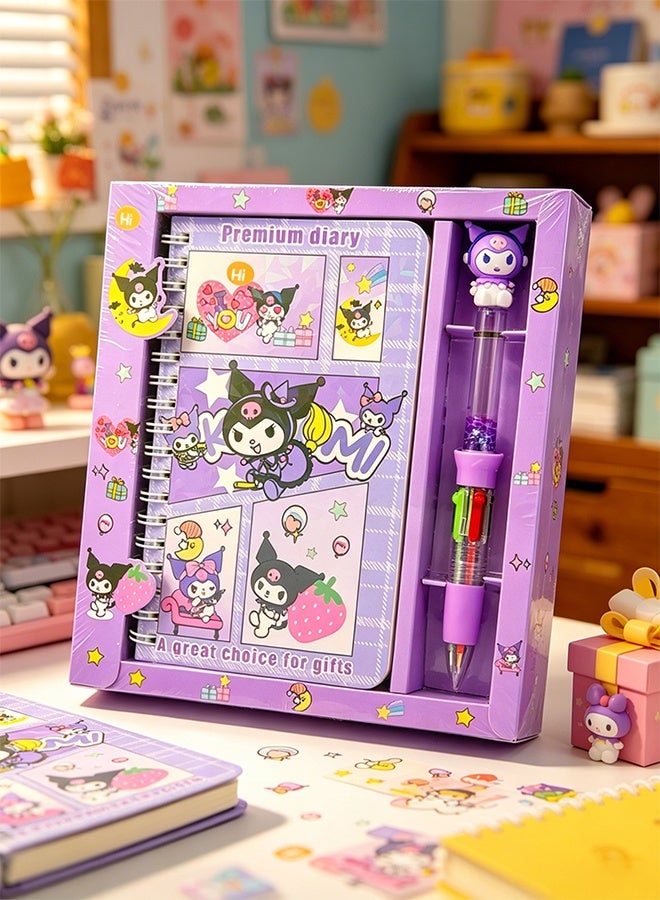 Sanrio Kuromi Kawaii Cartoon Notebook with Pen, Cute Stationery Diary Set for Kids Girls Students School Supplies Birthday Gift - Image 4