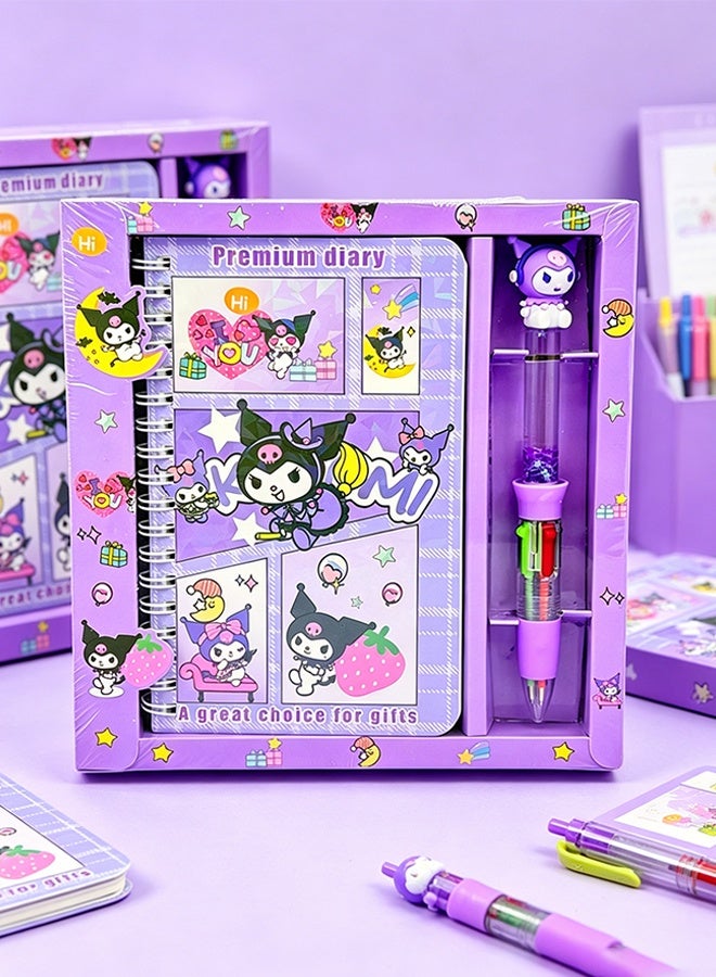 Sanrio Kuromi Kawaii Cartoon Notebook with Pen, Cute Stationery Diary Set for Kids Girls Students School Supplies Birthday Gift - Image 2