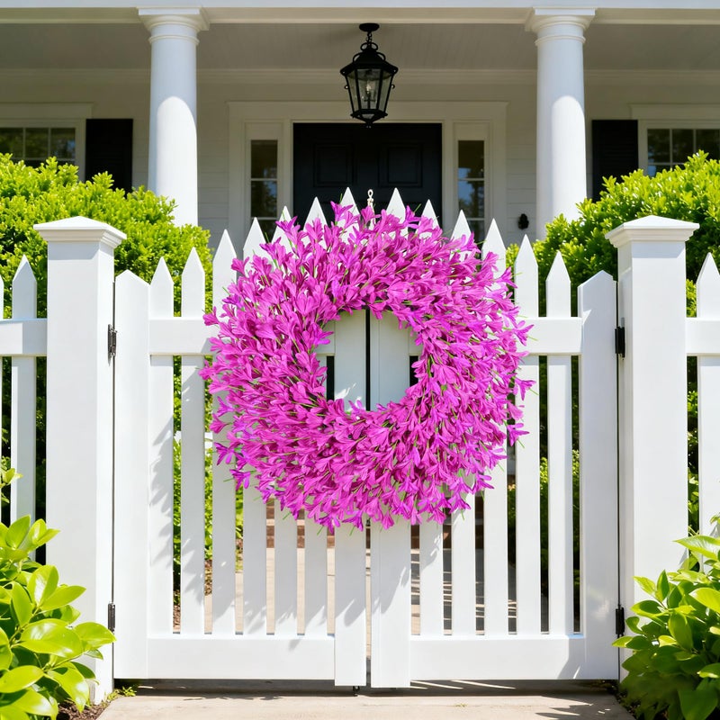 RHTRJ 26 Inch Spring Wreaths for Front Door Large Easter Valentines Forsythia Floral Summer Spring Door Wreaths Outdoor All Season Spring Decor for Home Porch Room Window Wall Farmhouse Decor(Rose red) - Image 5