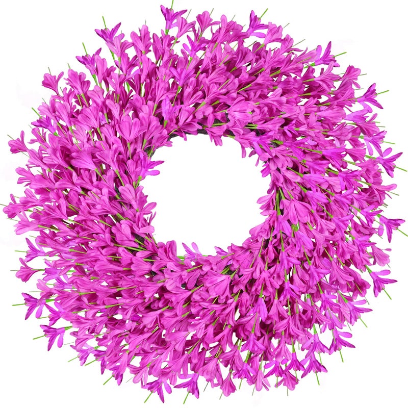 RHTRJ 26 Inch Spring Wreaths for Front Door Large Easter Valentines Forsythia Floral Summer Spring Door Wreaths Outdoor All Season Spring Decor for Home Porch Room Window Wall Farmhouse Decor(Rose red) - Image 1