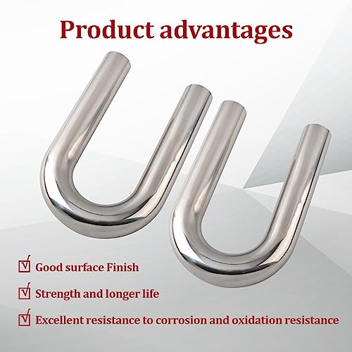 BIGREAT OD 2.25'' Inch (57MM) 180 Degree Bend Elbow Stainless Steel Turbocharger Pipe Tube Intercooler Pipe High Class Brushed Treatment Air Intake Tube Pipe Polished Universal-2PCS - Image 4