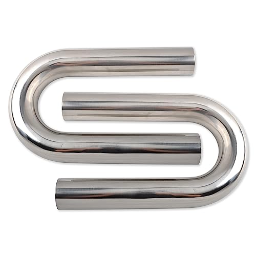 BIGREAT OD 2.25'' Inch (57MM) 180 Degree Bend Elbow Stainless Steel Turbocharger Pipe Tube Intercooler Pipe High Class Brushed Treatment Air Intake Tube Pipe Polished Universal-2PCS - Image 1