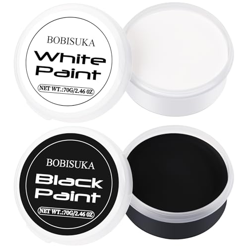 BOBISUKA Halloween Black and White Face Body Paint Oil Based Face Painting Kit for Adult Non Toxic Large Capacity Facepaint for Cosplay Clown Skeleton Vampire Special Effects Makeup - Image 1