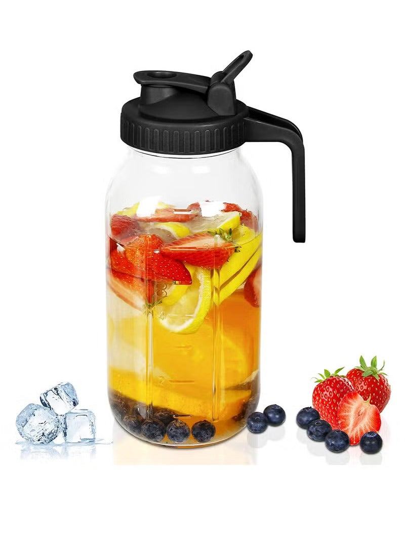Arabest Wide Mouth Jar Pour Spout Lids with Handle Reusable Plastic Flip Cap Lid,Leak-proof Airtight Seal Black  - Image 1