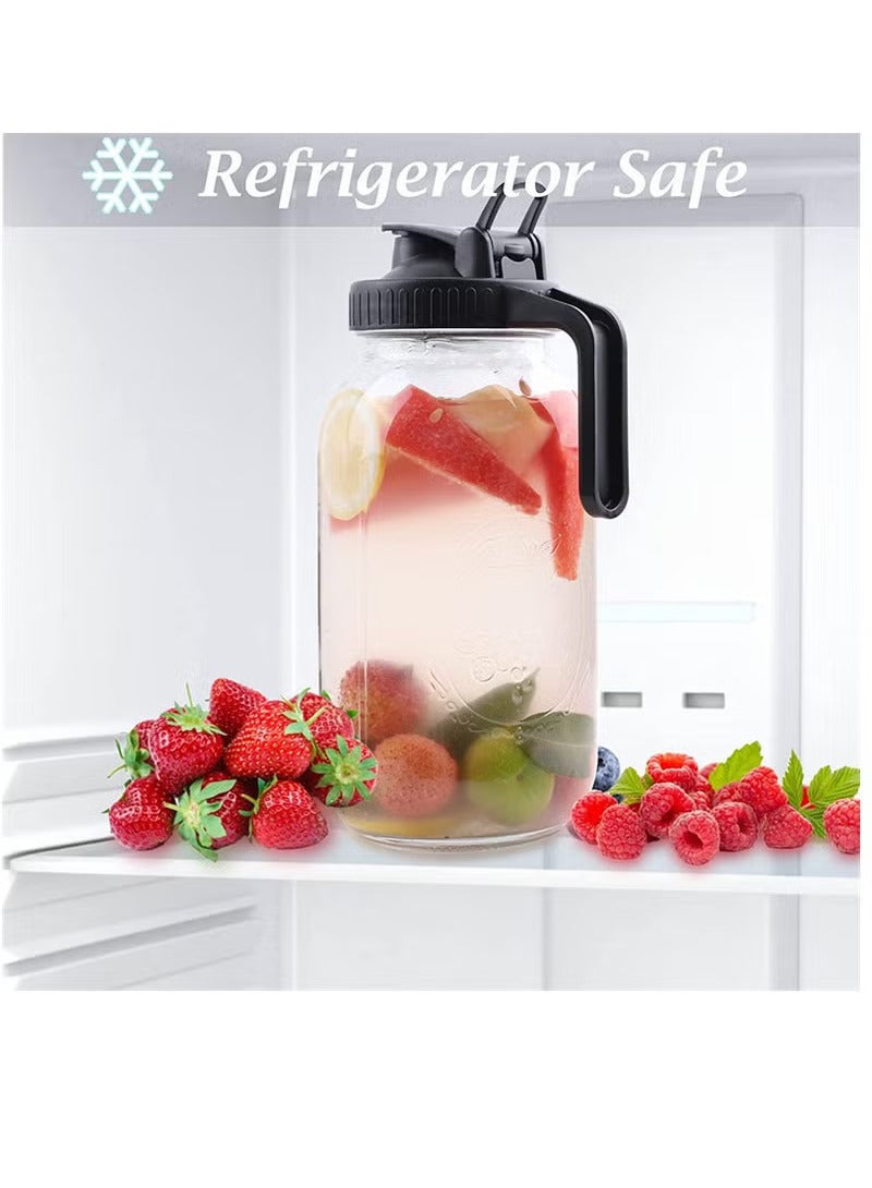 Arabest Wide Mouth Jar Pour Spout Lids with Handle Reusable Plastic Flip Cap Lid,Leak-proof Airtight Seal Black  - Image 2
