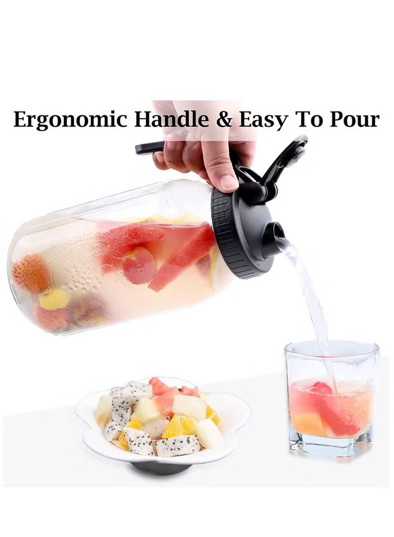 Arabest Wide Mouth Jar Pour Spout Lids with Handle Reusable Plastic Flip Cap Lid,Leak-proof Airtight Seal Black  - Image 5