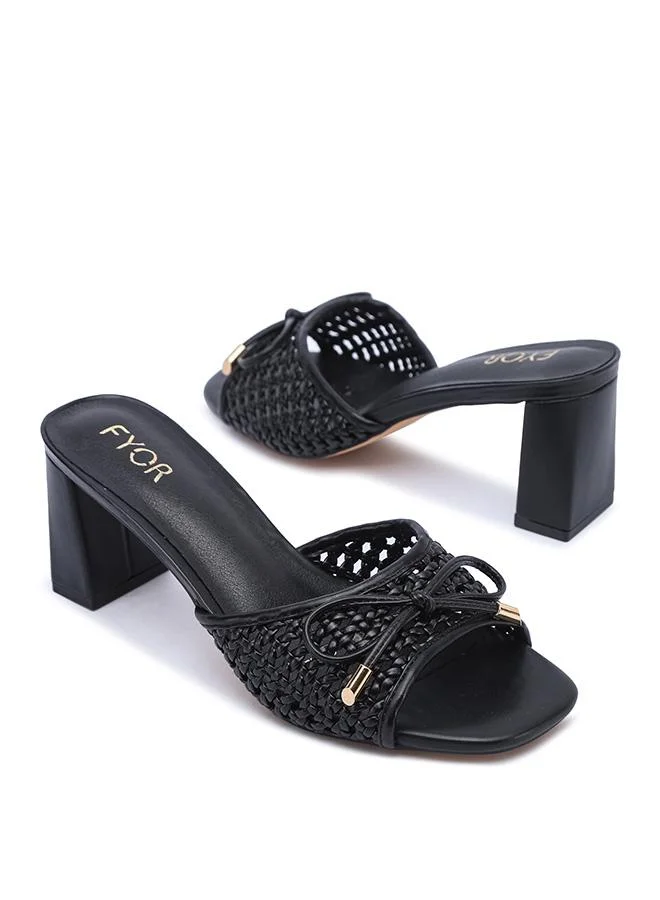 Fyor  Stylish Lattice-Detail Heeled Sandal CD 021 for Women | Best Price UAE