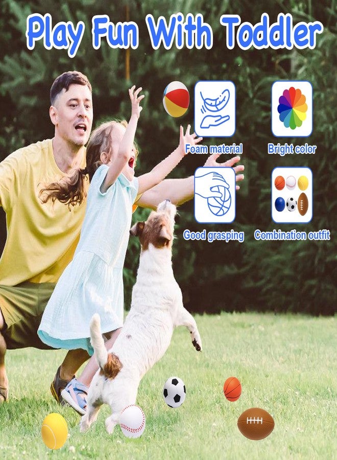 Urspasol Mini Sports Balls Set of 6 Foam Ball for Kids 2.8 inch Soft Balls for Toddlers with Bag Includes Soccer, Basketball, Football, Baseball ,Tennis and Beach ball- Throwing Toys for Baby Boy and Girl - Image 3