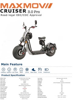 MAXMOV™ CRUISER 3.0 Pro -  3000W Powerful Double-Wheel Hub-Motor Electric Cruiser Scooter , Electric Scooter For Adults With Cruise Control For City And Off-Road Rides, Advanced Electric Scooter With A Max-Speed Of 60km/h, Drive Range Of 70km. NFC Start Engine With LCD Display Speedometer. LED Head And Tail Lights With App LED Control. [Loaded Top-Line Premium Version]. - pzsku/ZF279B4028551F16A6097Z/45/_/1733744853/5b1a05d6-7501-4df3-b8c5-da836a352f5c