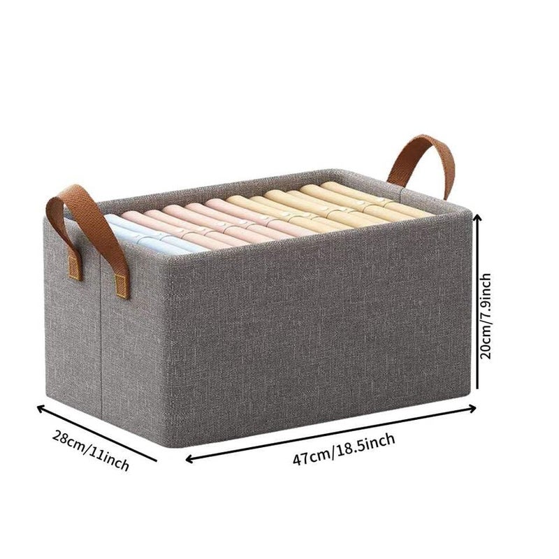 WOX MOX WOX MOX Foldable Cloth Basket for Storage with Metal Frame and Handles Clothes Organizer for Wardrobe Clothing Storage Solutions Wardrobe Organizer for Clothes Toys Shelves  - Image 2