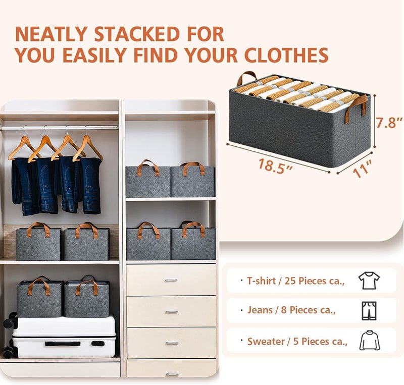 WOX MOX WOX MOX Foldable Cloth Basket for Storage with Metal Frame and Handles Clothes Organizer for Wardrobe Clothing Storage Solutions Wardrobe Organizer for Clothes Toys Shelves  - Image 4