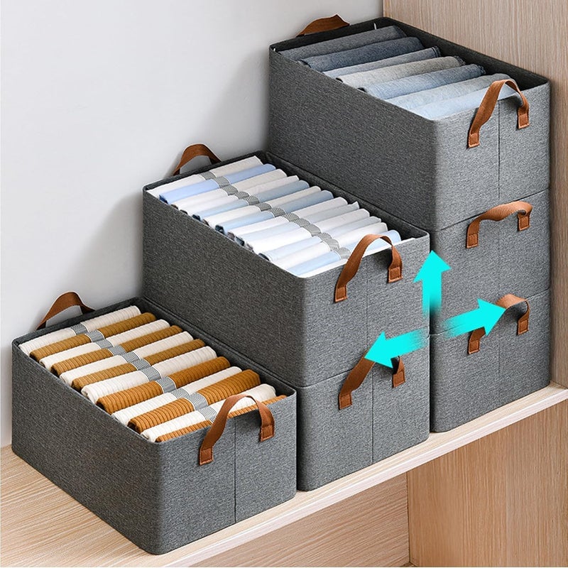 WOX MOX WOX MOX Foldable Cloth Basket for Storage with Metal Frame and Handles Clothes Organizer for Wardrobe Clothing Storage Solutions Wardrobe Organizer for Clothes Toys Shelves  - Image 1