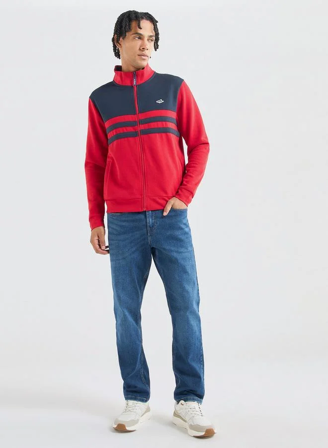 Splash FAV Panelled Sweatshirt with Long Sleeves and High Neck