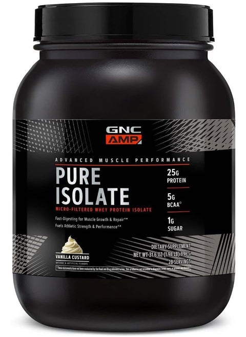 Pure Isolate Fuels Athletic Strength, Performance 25G Whey Protein Iso With 5G Bcaa Vanilla Custard 28 Servings