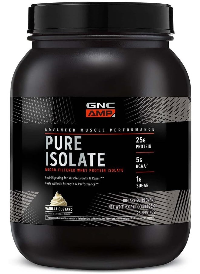 GNC AMP Pure Isolate Fuels Athletic Strength, Performance 25G Whey Protein Iso With 5G Bcaa Vanilla Custard 28 Servings  - Image 1