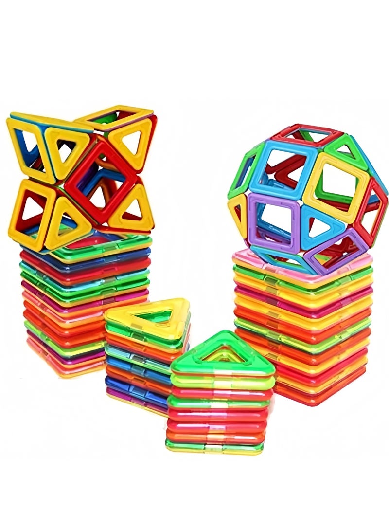 مجموعة مكعبات بناء مغناطيسية مكونة من 46 قطعة مع صندوق تخزين، مكعبات بناء مغناطيسية للأطفال، ألعاب مغناطيسية، مجموعة مكعبات بناء تعليمية مغناطيسية للأطفال والأولاد والبنات، مع مزيج من عجلتين - Image 1