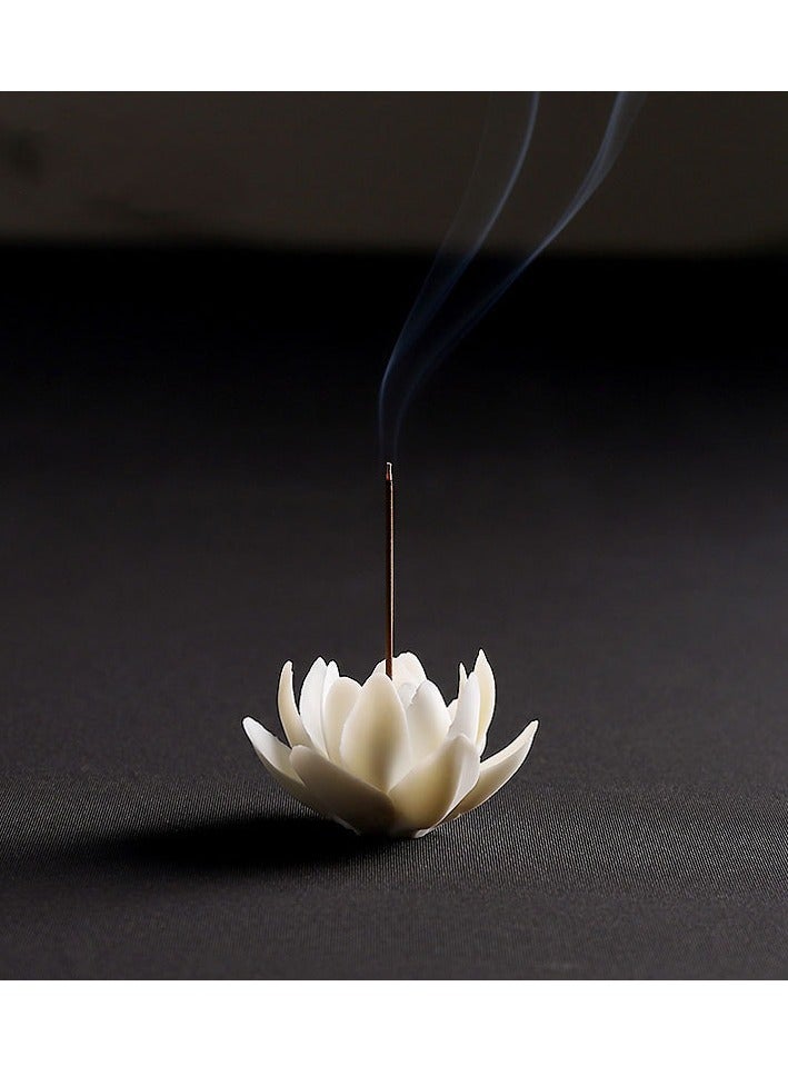 Handmade Incense Holder,Handicraft Incense Holder for Sticks,Ceramic Lotus Ash Catcher Tray,Porcelain Decorative Flower  - Image 2